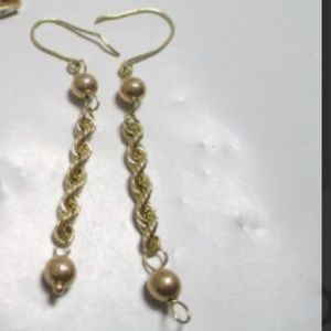 Preloved 10K Dangling Chain and Ball Earrings
